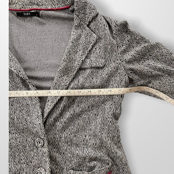 Soft Knit Tart Blazer Size M Black & White Chevron - Picture 8 of 8